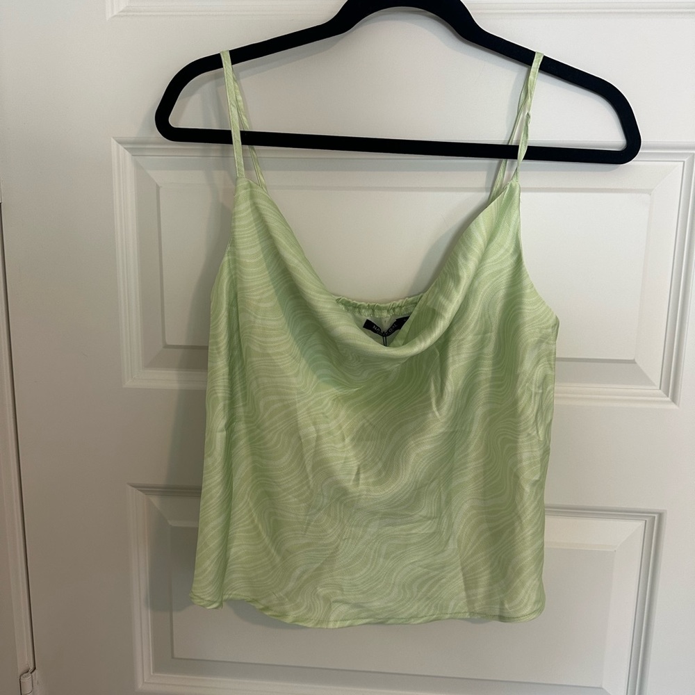 NWT Green swirl cowl neck top